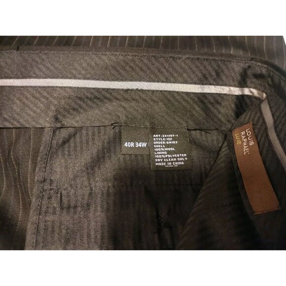 Louis Raphael Luxe Piece Suit Charcoal Gray Pinstripe Blazer Jacket Coat 40R 34W - Picture 6 of 12